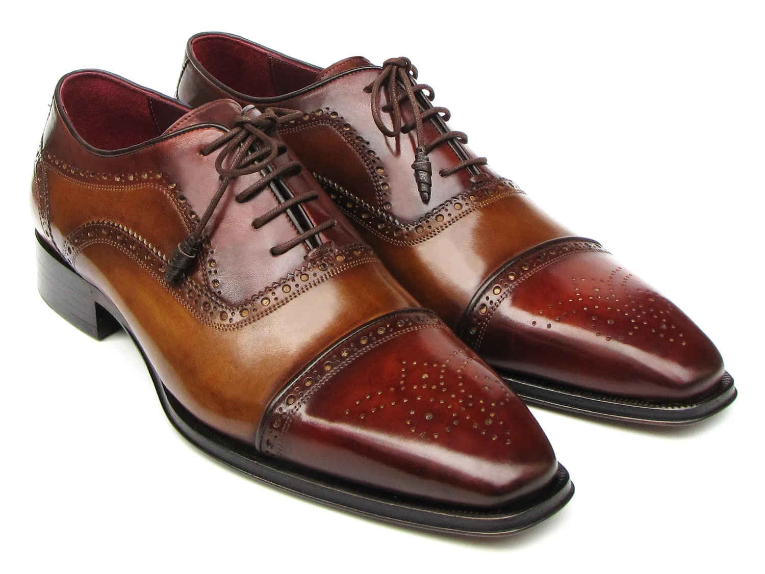 Dress Shoes. Paul Parkman Captoe Oxfords Camel, Red (ID#024-CML-BRD)