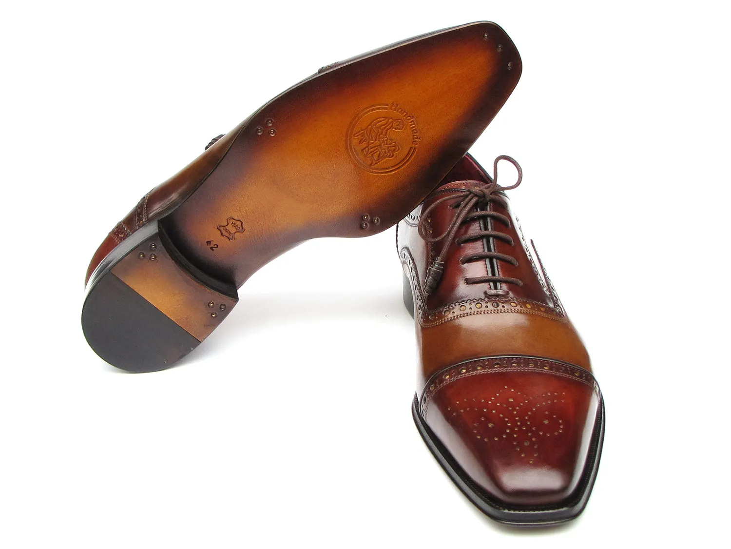 Dress Shoes For Kids Paul Parkman Captoe Oxfords Camel, Red (ID#024-CML-BRD)