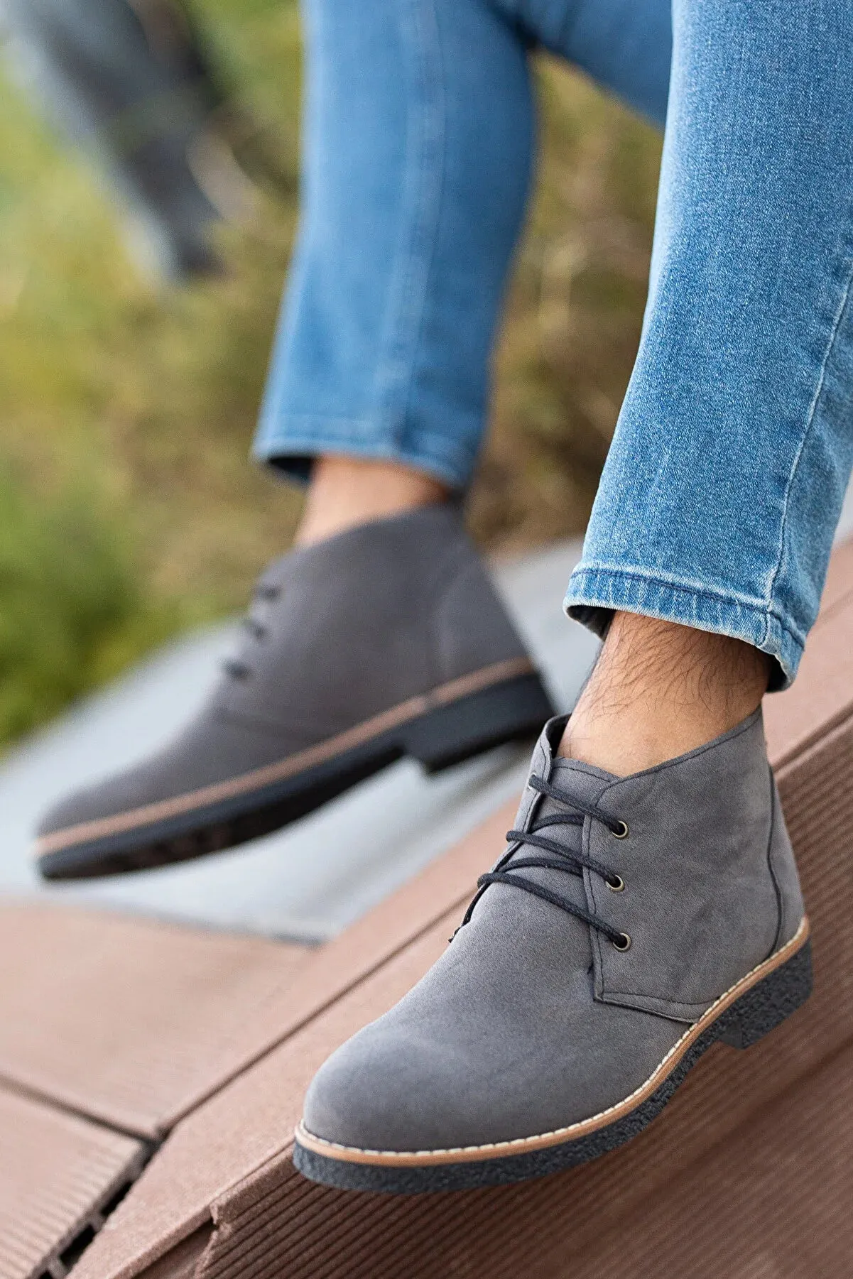 Low Heel Western Boots Freemax Men's Grey Papi Tied Winter Boots