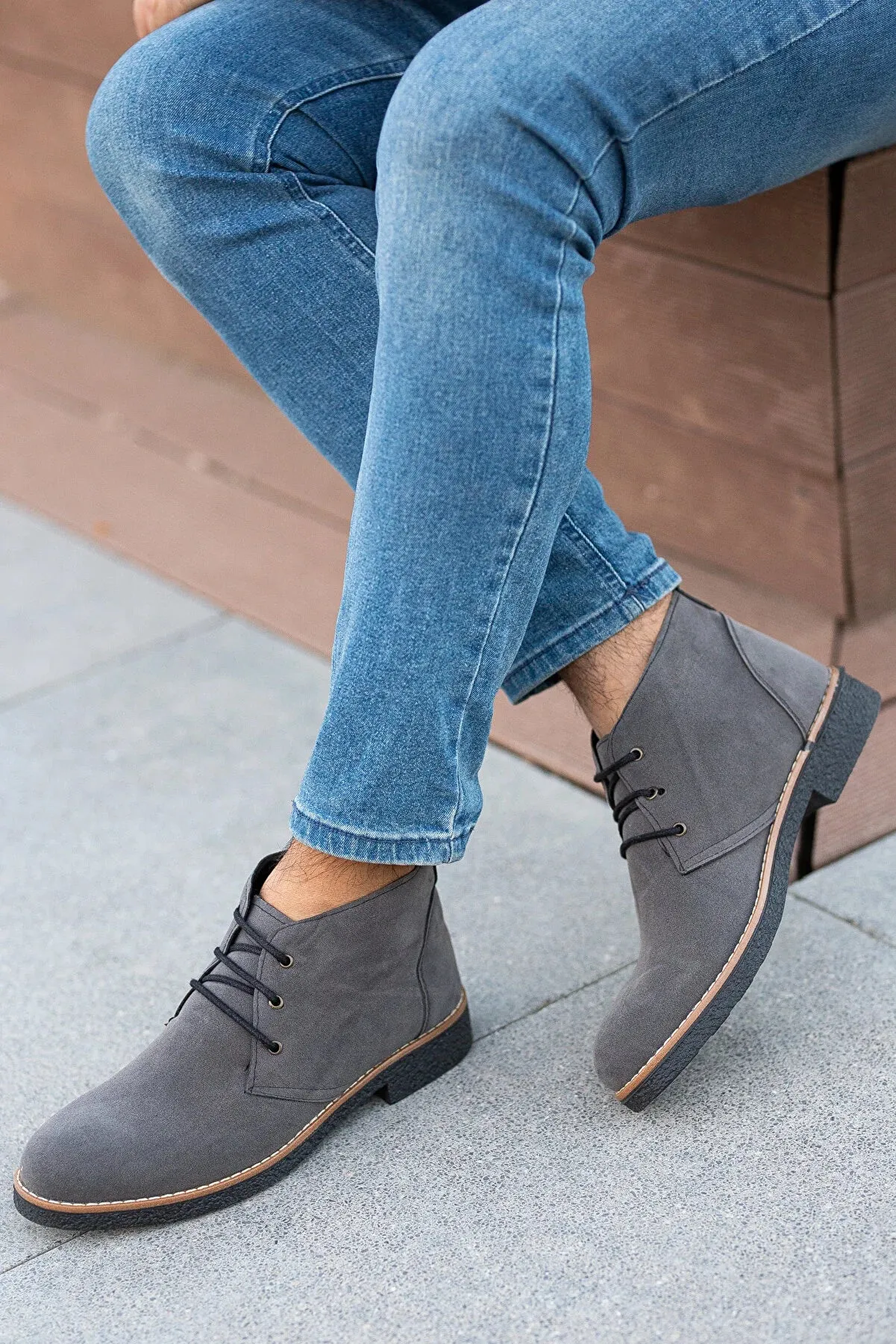 Boots Low Heel Freemax Men's Grey Papi Tied Winter Boots