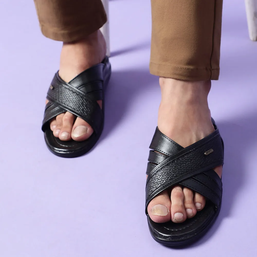 Coolers Casual (Black) Slippers For Men DON By Liberty Feet Slippers