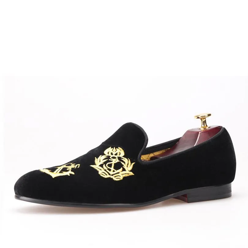 Cheetah Loafers OneDrop Handmade Men Velvet Embroidery Leather Satin Insole Dress Shoes Party Wedding Prom Loafers