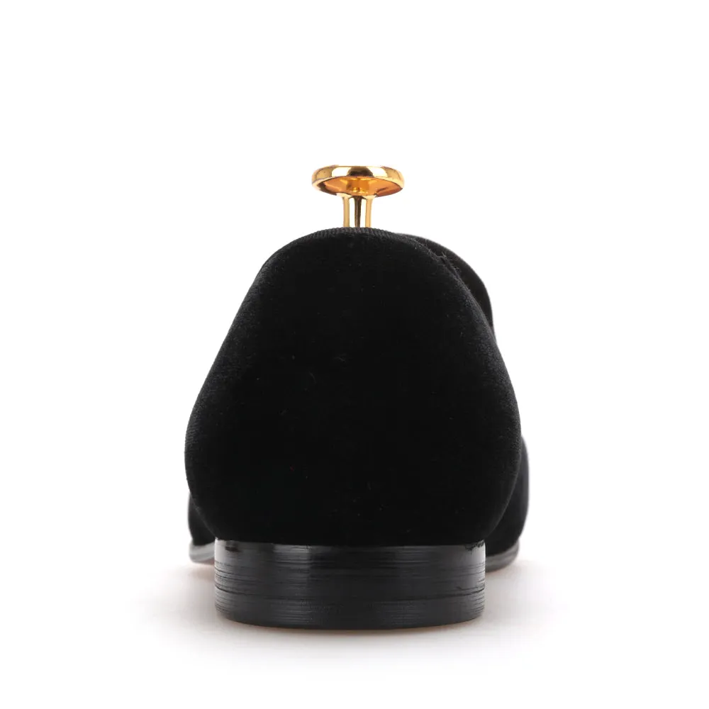 Gq Loafers OneDrop Handmade Men Velvet Embroidery Leather Satin Insole Dress Shoes Party Wedding Prom Loafers