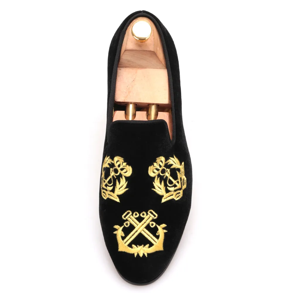 Student Leather Loafers OneDrop Handmade Men Velvet Embroidery Leather Satin Insole Dress Shoes Party Wedding Prom Loafers