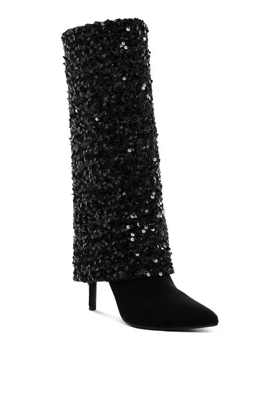 Sin City Sequinned Fold-Over Calf Boots Adidas Trainer Shoe