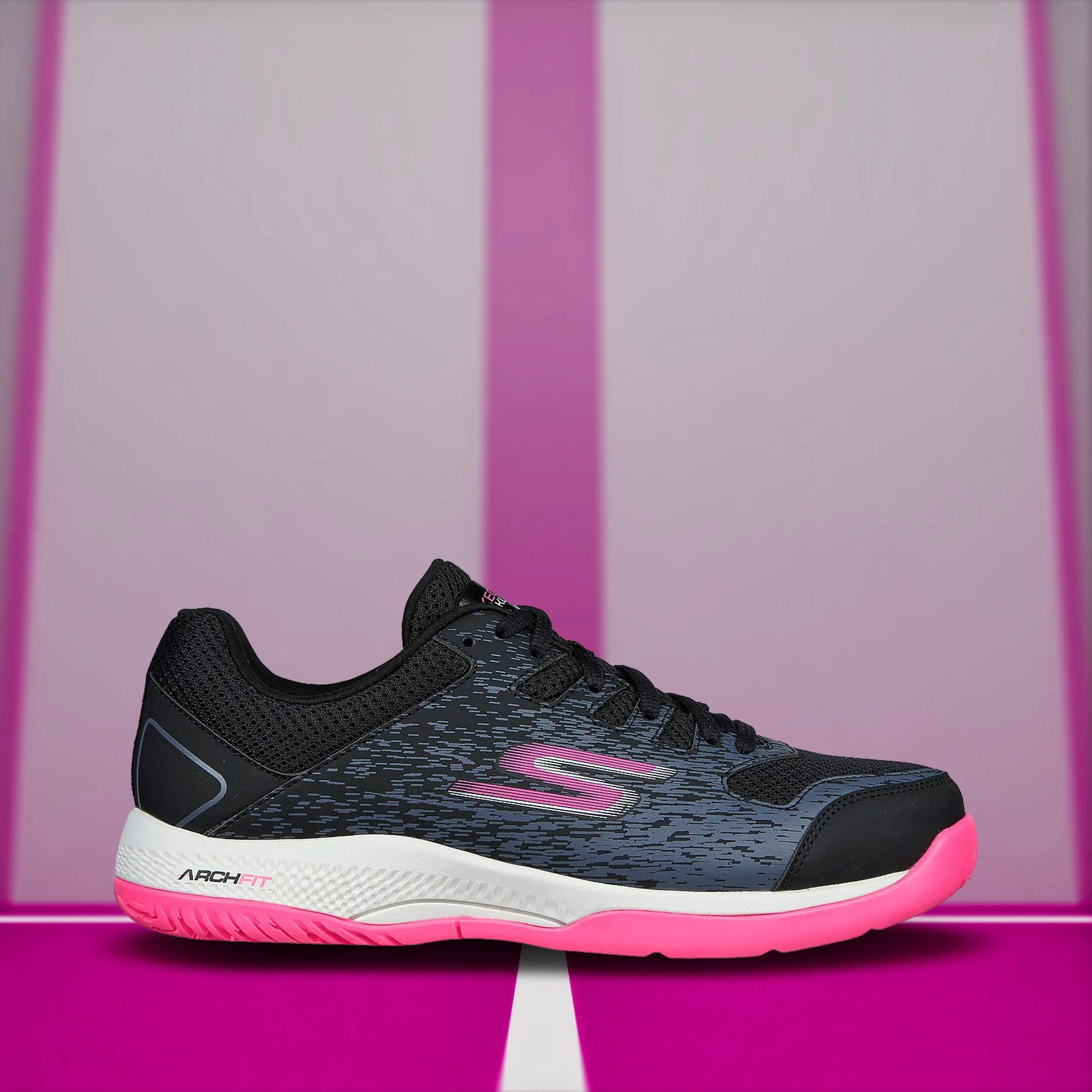 Skechers Viper Court- Pickleball Shoes (Black/ Pink) Good Adidas Walking Shoes