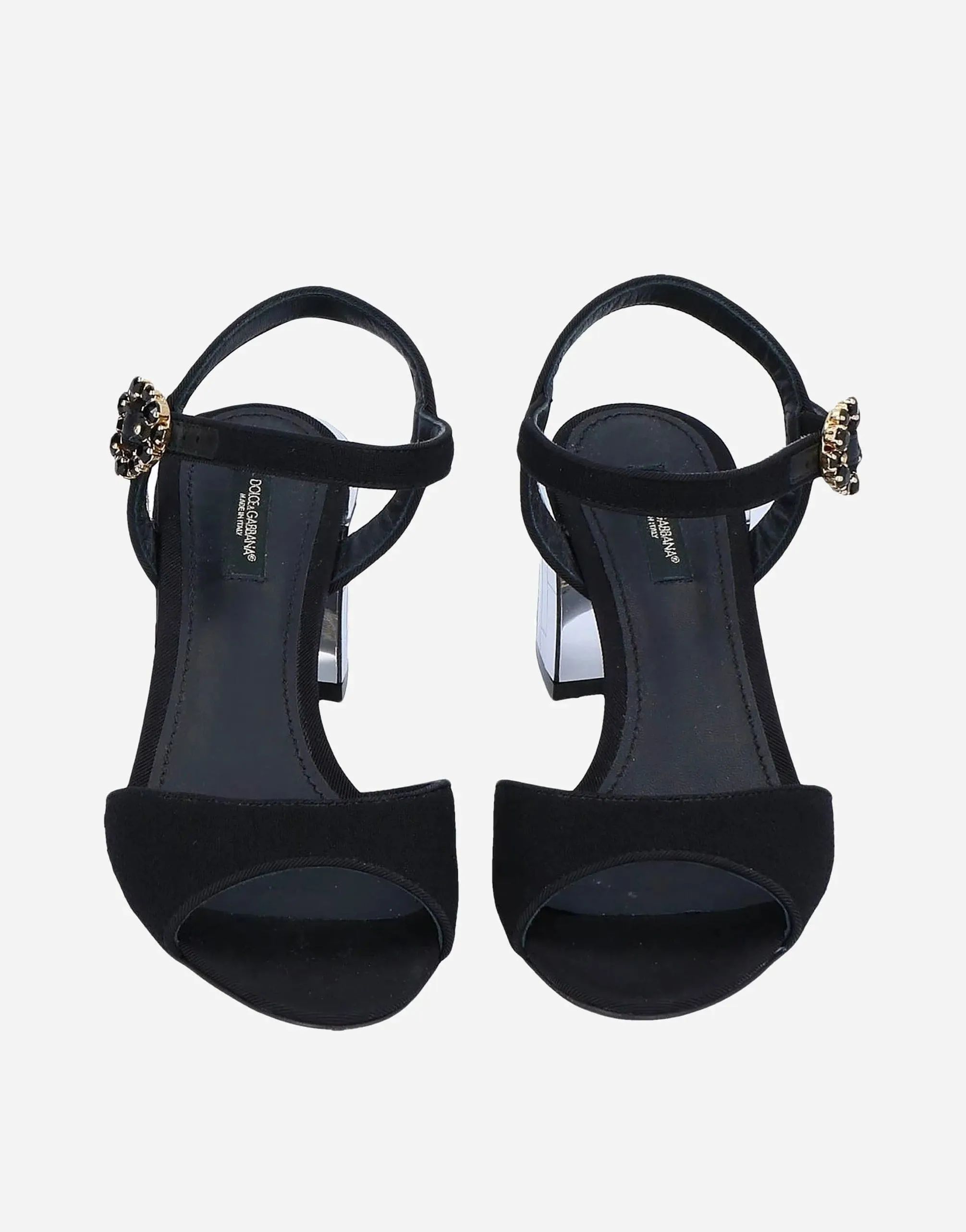 Party Sandals Crystal Embellished Two-Tone Ankle Strap Sandals