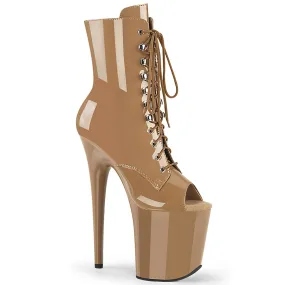 8 Inch Heel FLAMINGO-1021 Toffee Patent Steel Toe Work Boots For Sale