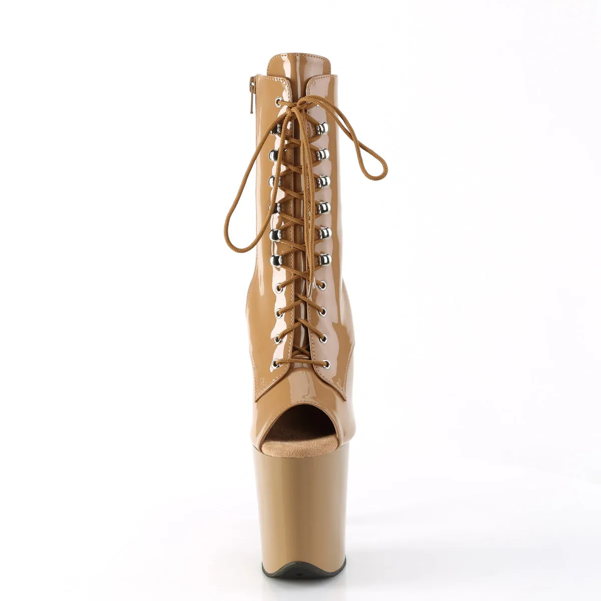 8 Inch Heel FLAMINGO-1021 Toffee Patent Supportive Work Boots