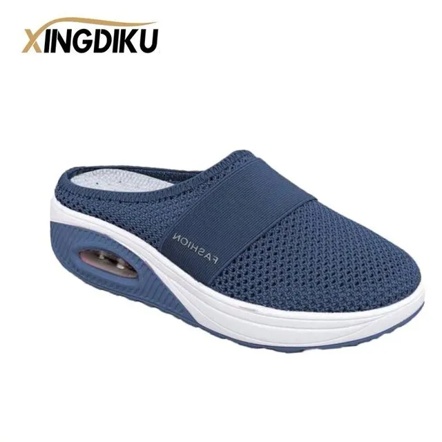 Ball Slippers Air Cushion Slip-On Women Walking Shoes Orthopedic Diabetic Ladies Platform Mules Mesh Lightweight Slippers Wedge Female Sneaker
