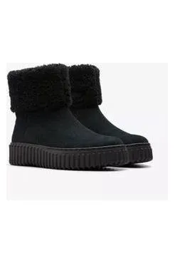 Reliable Footwear Sock Fit Clarks Torhill Turn in Black Wlined Suede