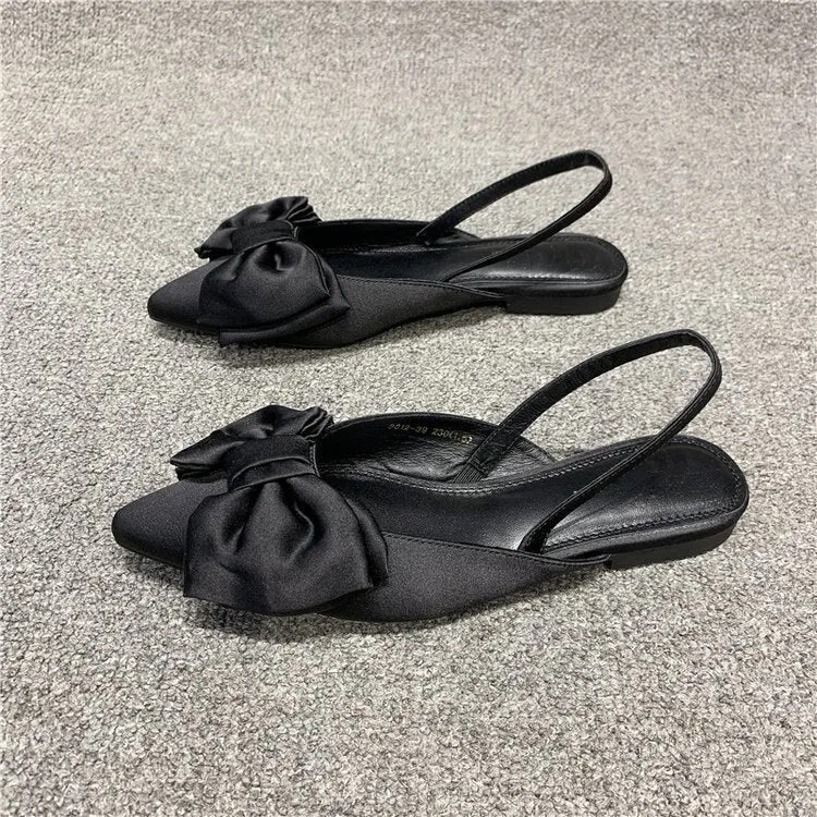 Swollen Feet Slippers Chicmy Summer Flat Slippers Outdoor Female Beach Slides Silk Bow Pointed Toe Women Sandals Elegant Ladies Shoes Casual Flip Flops