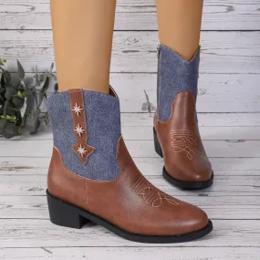 Exotic Western Boots Step into Western Vibes with New Denim Patchwork Cowboy Boots for Women