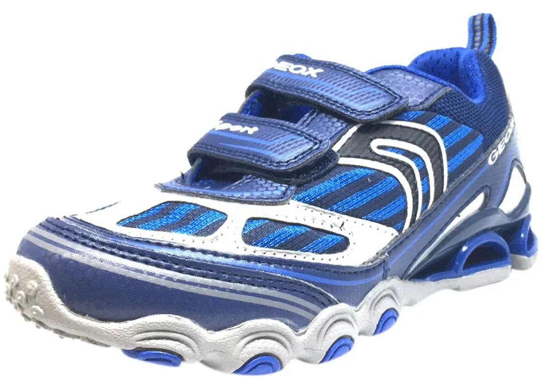 Geox Boy's Tornado Navy & Royal Blue Double Hook and Loop Strap Sneaker Asics Walking Vs Running Shoes