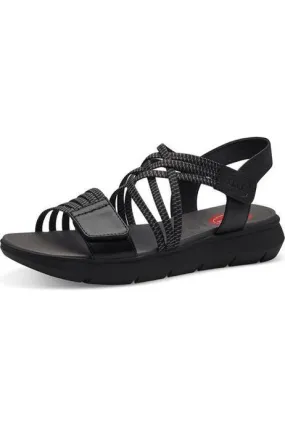 Jana 28766 Black Adjustable Walking Shoes