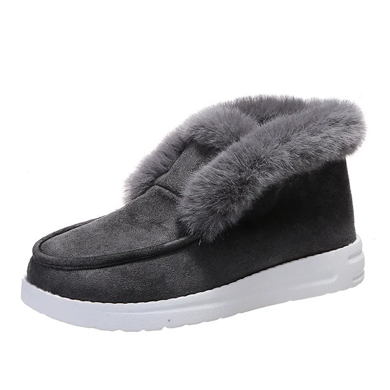 Snow Boots Warm Winter Shoes Plush Fur Ankle Boots Women Preppy Snow Boots