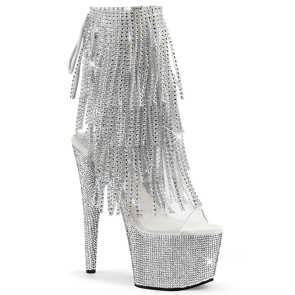 BEJEWELED-1017RSF-7 Pleaser Clear/Silver Sexy Platform Shoes (Pole Dancing Heels) Carbon Plated Asics Shoes