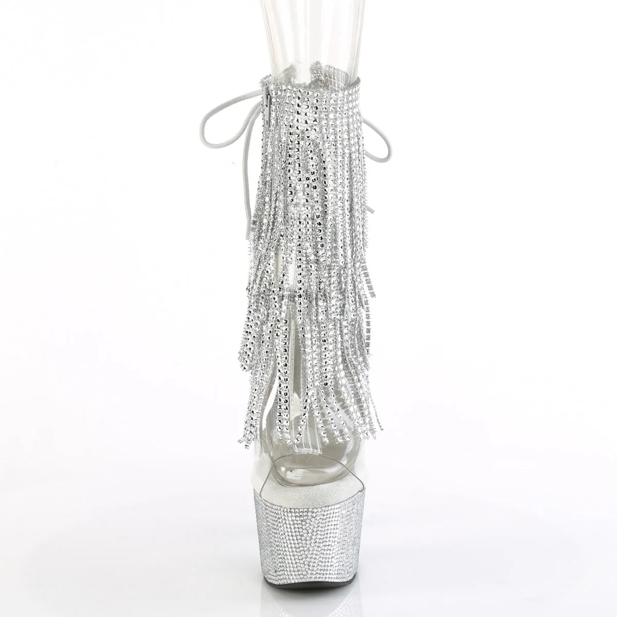 Asics Snapdown 4 Wrestling Shoes BEJEWELED-1017RSF-7 Pleaser Clear/Silver Sexy Platform Shoes (Pole Dancing Heels)