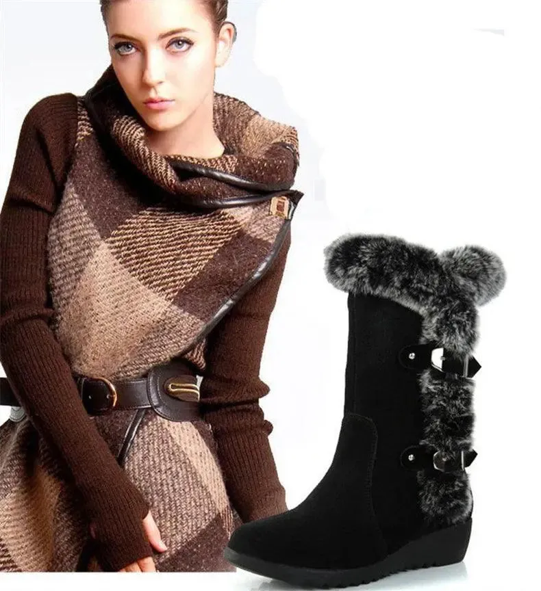 Plush Winter Women Boots Narrow Calf Snow Boots