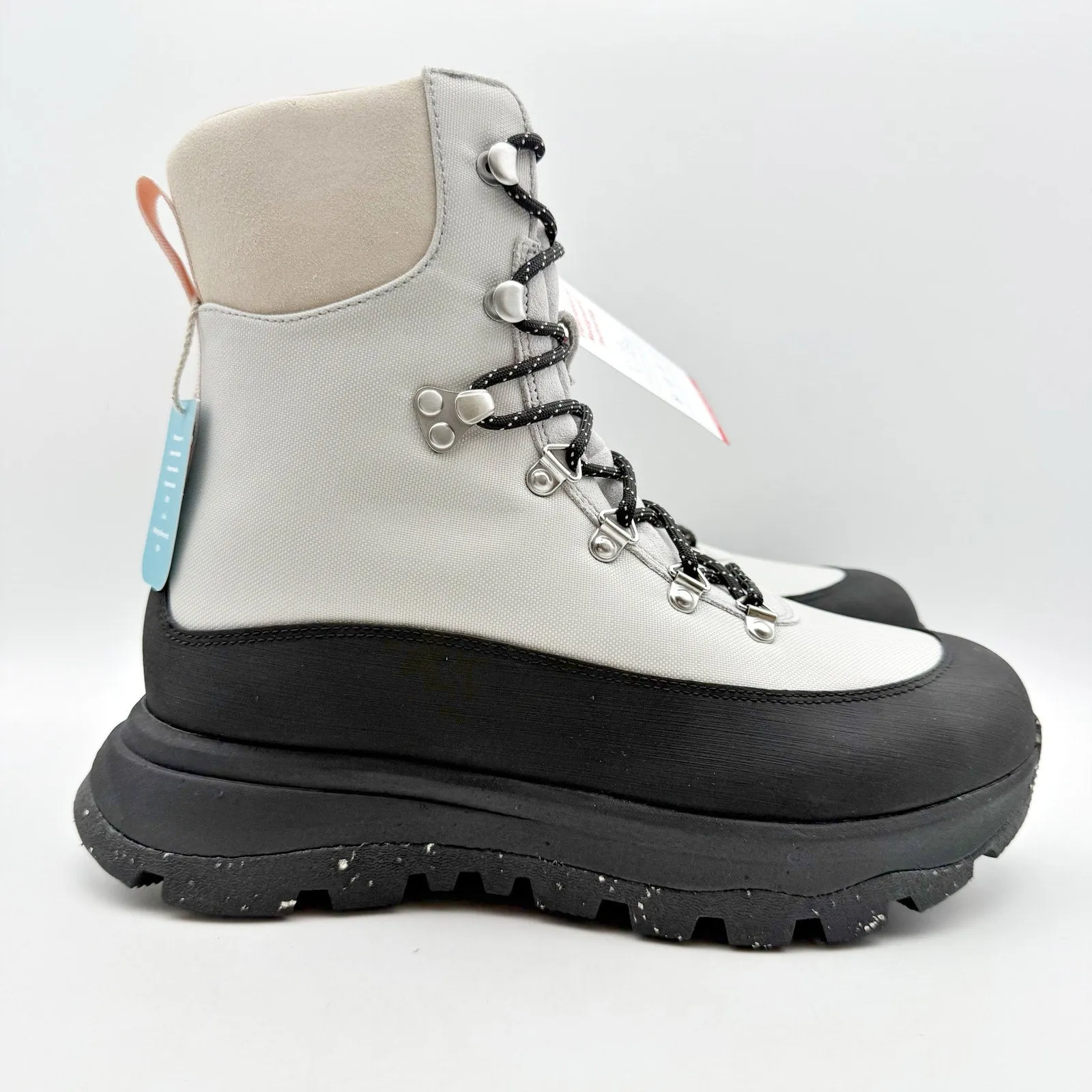 Victoria Secret Rain Boots FitFlop Women NEO-D-HYKER E01 Walking Boot US 8 EU 39 White Black Waterproof NIB