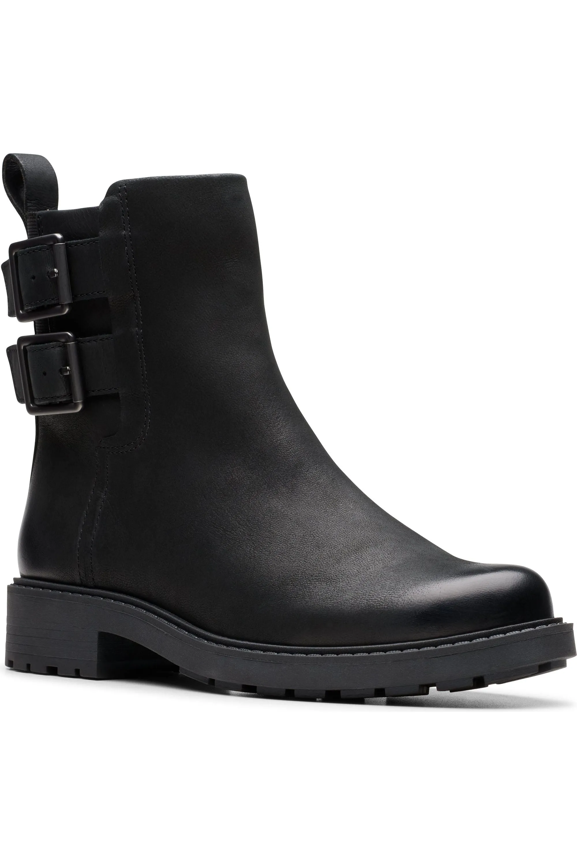 Clarks Orinoco2 Bay in Black Leather Smooth Style Seamless Stitching