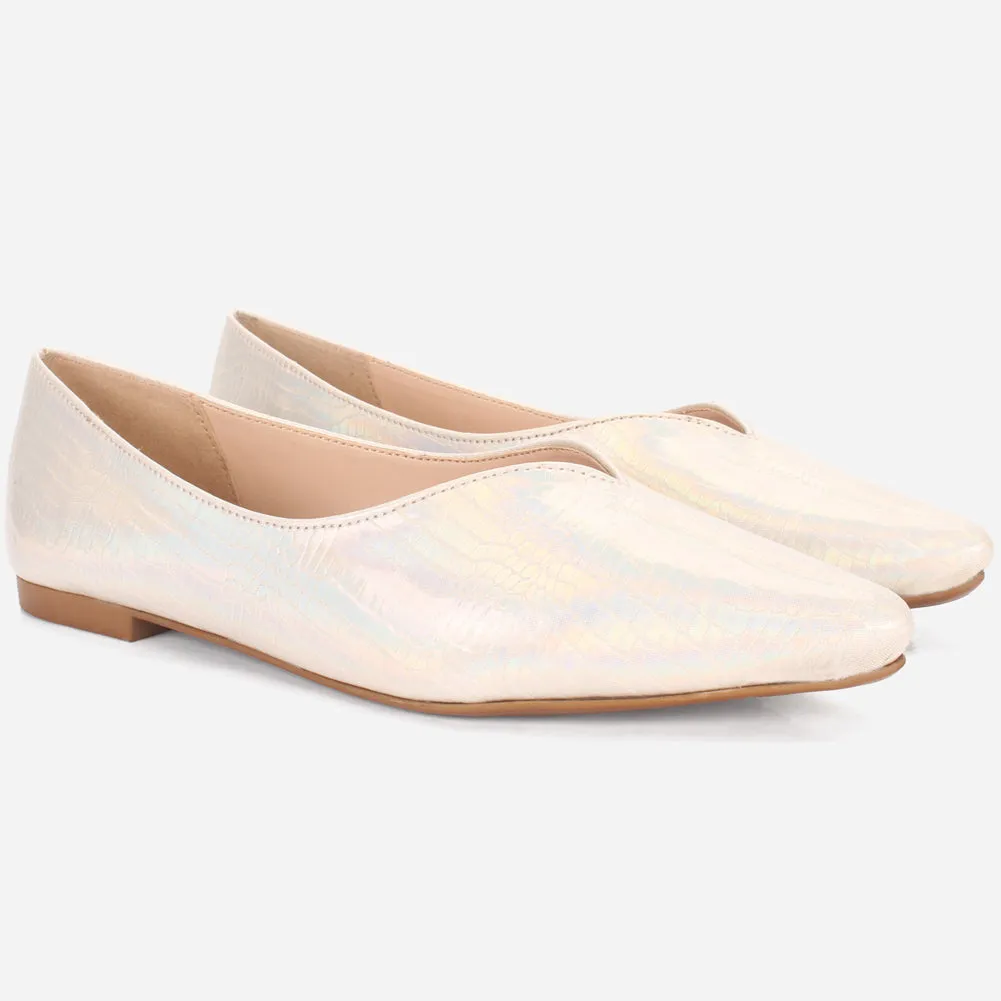 Flat Foot Shoe Women's "GLIZ" Pointed Toe Decorated Flat Pumps