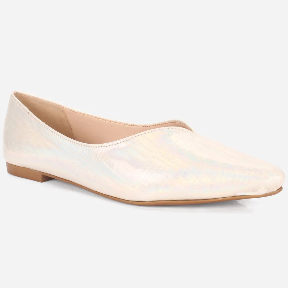 Flat T Bar Shoes Women's "GLIZ" Pointed Toe Decorated Flat Pumps