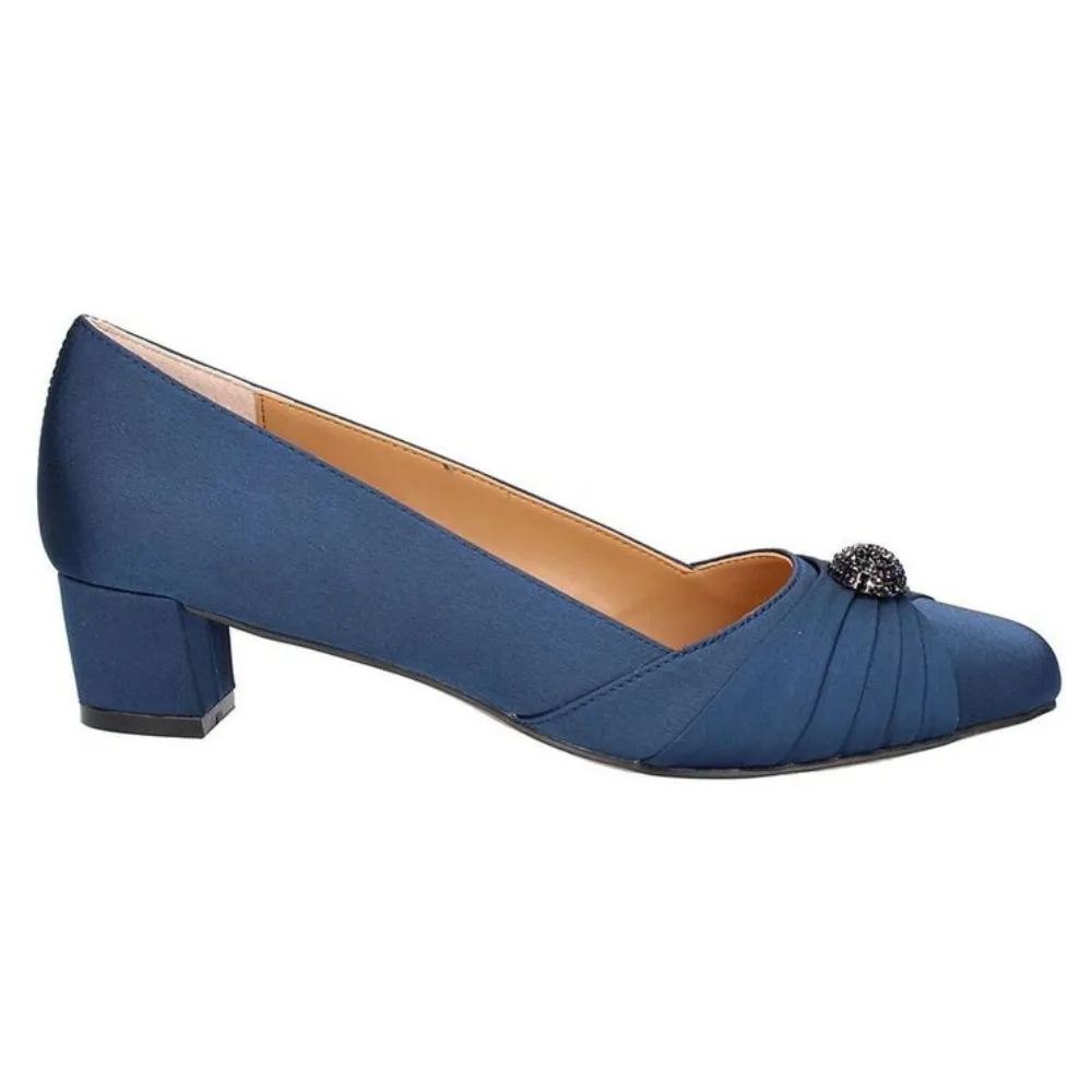 J. Renee Lariel Navy Satin Dress Pump (Women's) Dress Teal Shoes