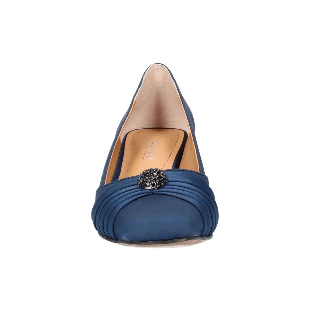 J. Renee Lariel Navy Satin Dress Pump (Women's) Narrow Dress Shoes
