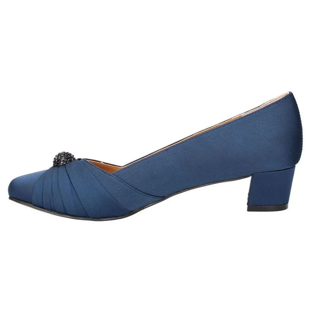 J. Renee Lariel Navy Satin Dress Pump (Women's) Dress Shoes For Little