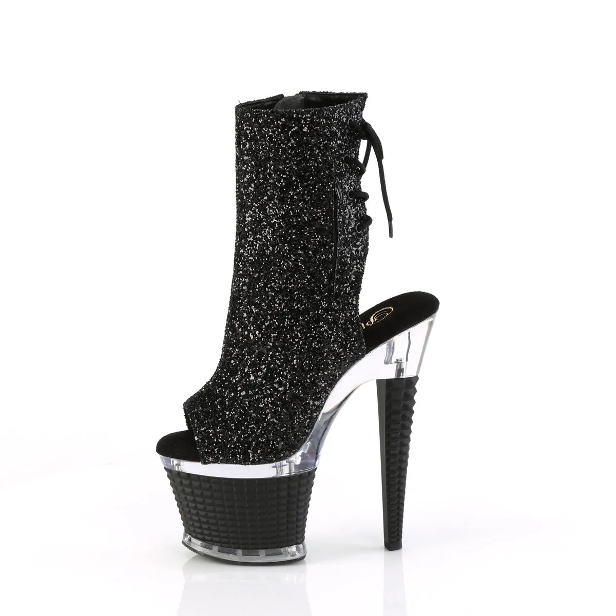 SPECTATOR-1018G Pleaser Black Glitter Sexy Platform Shoes (Pole Dancing Heels) Asic Shoes Near Me