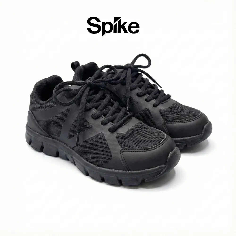 SPIKE Black School Shoes - Lace Best Budget Asics Running Shoe