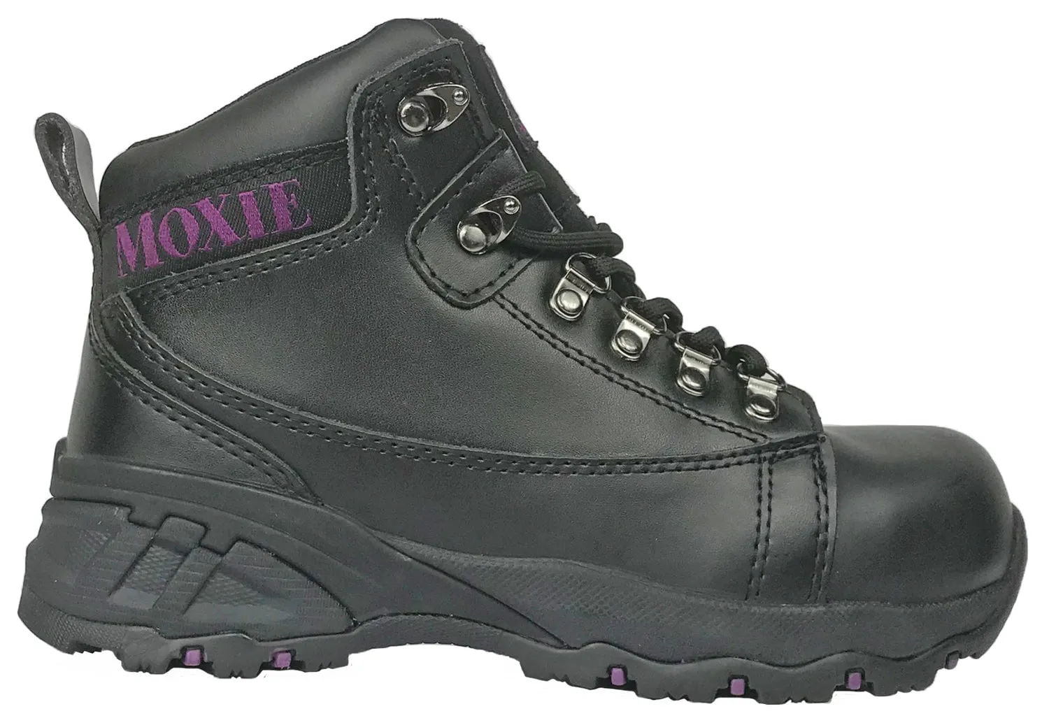 Moxie Trades Womens Vegas Black Leather Leather upper Work Boots Insulated Work Boots For Cold Weather