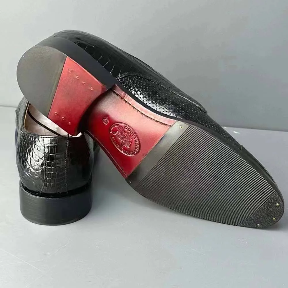 Crocodile Shoes Men Breathable Crocodile Leather Shoes Goodyear Formal Dress Shoes Male Office Party Wedding Shoes Formal Dress With Shoes