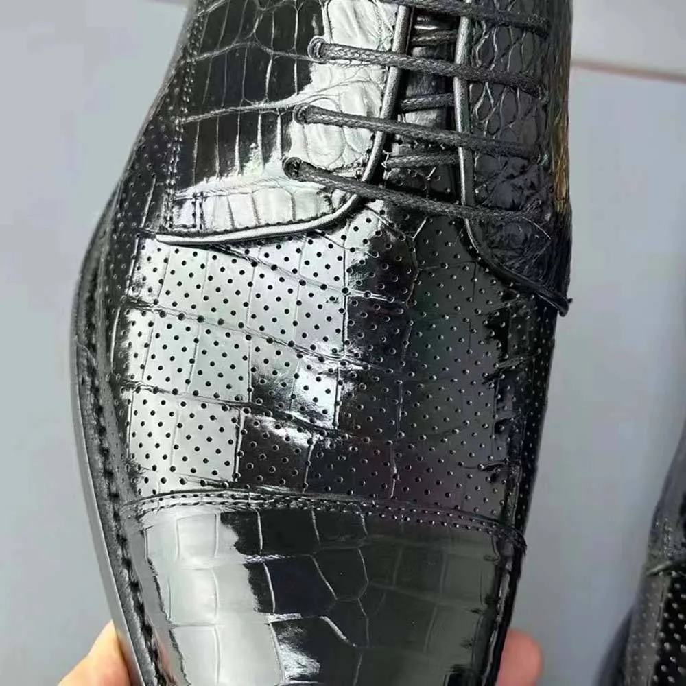 Crocodile Shoes Men Breathable Crocodile Leather Shoes Goodyear Formal Dress Shoes Male Office Party Wedding Shoes Handcrafted Dress Shoes