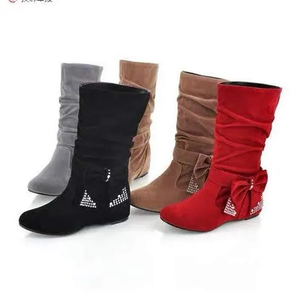 Stella Mccartney Adidas Tennis Shoes Women'S Suede Mid Boots Bow Inner Booster Ankle Boots 21776885C