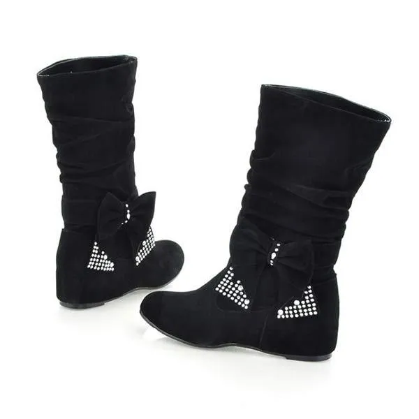 Women'S Suede Mid Boots Bow Inner Booster Ankle Boots 21776885C Adidas Composite Toe Shoes