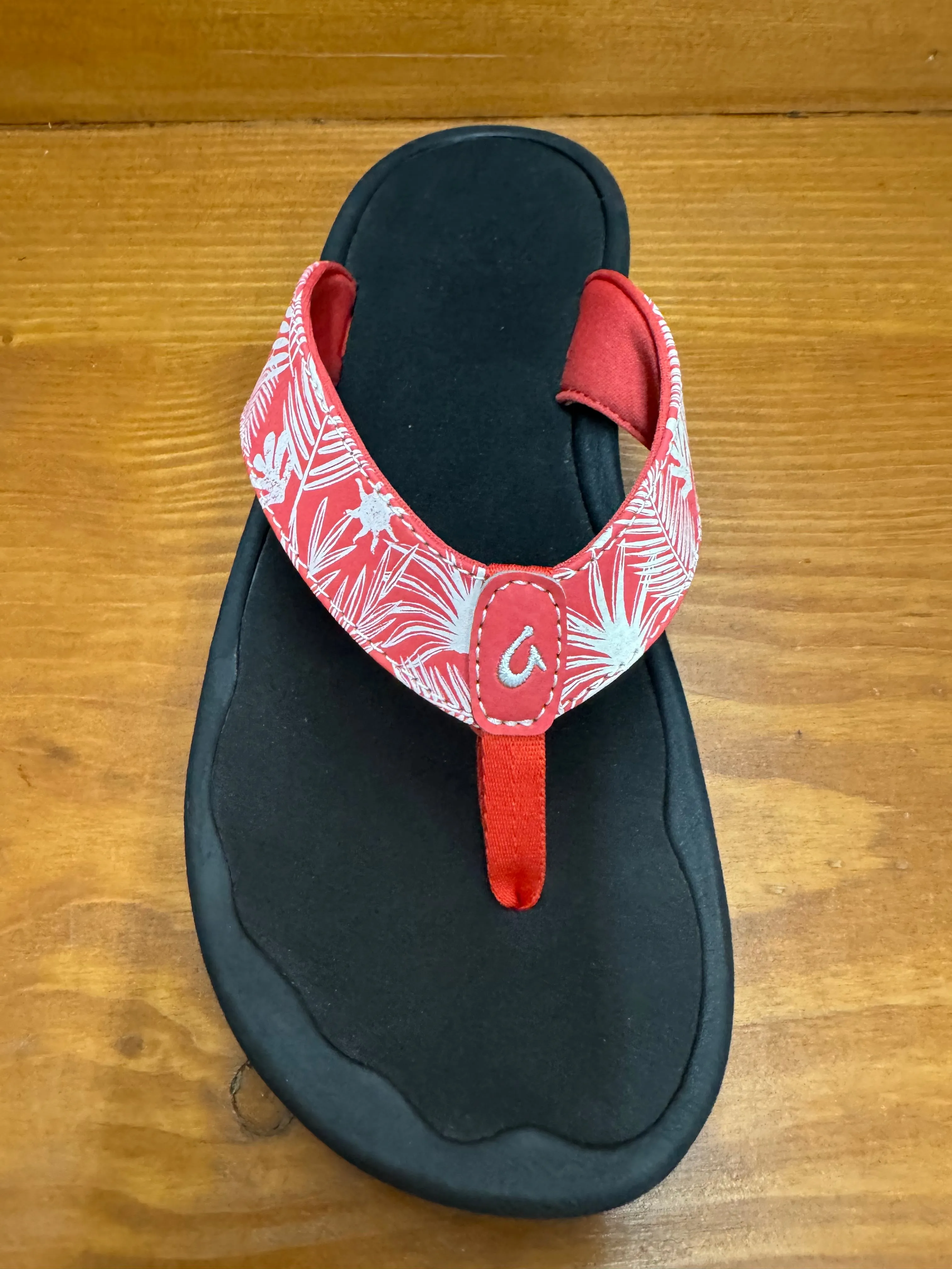 Olukai Ohana flip flop Lehua Flower/Onyx 20110-LFOX Style Pair Hot Weather