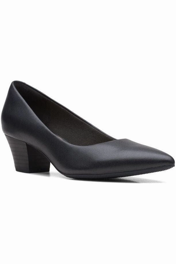 Clarks Teresa Step in Black leather Elegant Footwear Easy Care