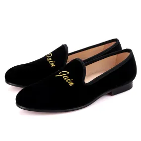 OneDrop Handmade Men Velvet Dress Shoes Embroidery Banquet Wedding Party Prom Loafers Loafers Sandro