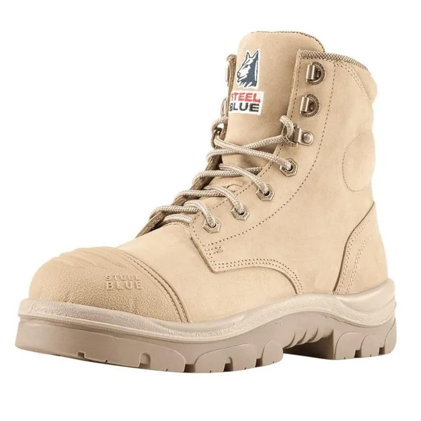 Best Pull-on Work Boots For Plantar Fasciitis Steel Blue Sand Ladies Argyle Zip Sided Lace Up Steel Toe Cap Safety Boot With Scuff Cap (512709) (Pre-Order)