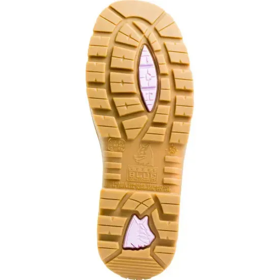 B Width Work Boots Steel Blue Wheat Ladies Argyle Zip Sided Lace Up Steel Toe Cap Safety Boot With Scuff Cap (512709) (Pre-Order)