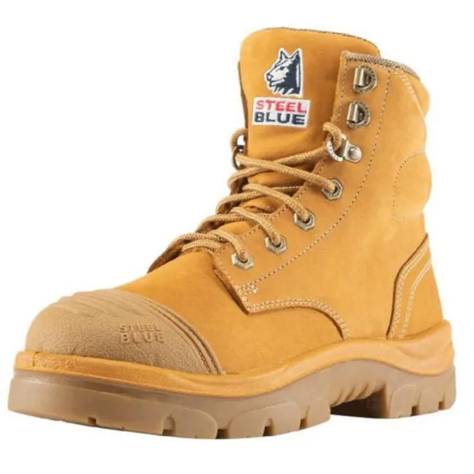 Steel Blue Wheat Ladies Argyle Zip Sided Lace Up Steel Toe Cap Safety Boot With Scuff Cap (512709) (Pre-Order) Workhog - Pull On Work Boots