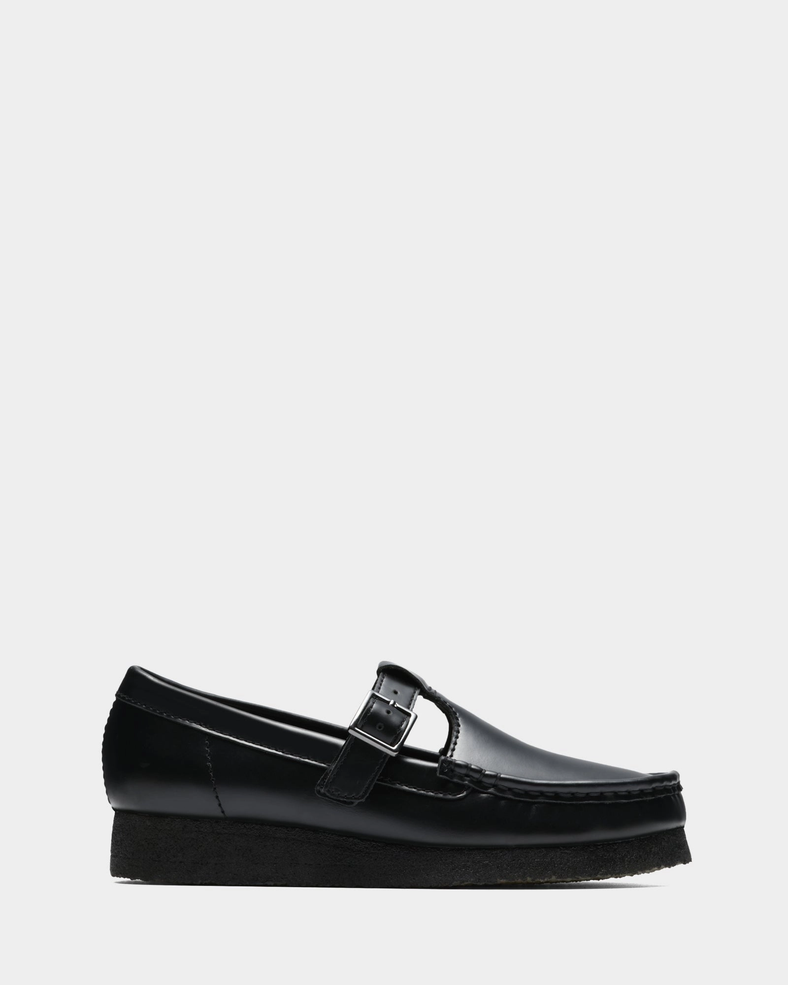 Wallabee Tbar Blk Hishine Lea Chic Basics Chic Footwear