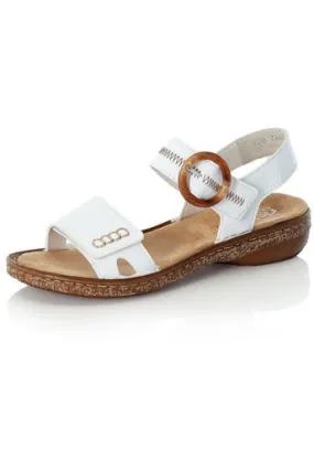 Rieker ladies sandals 628Z3 80 in white Gold Touch