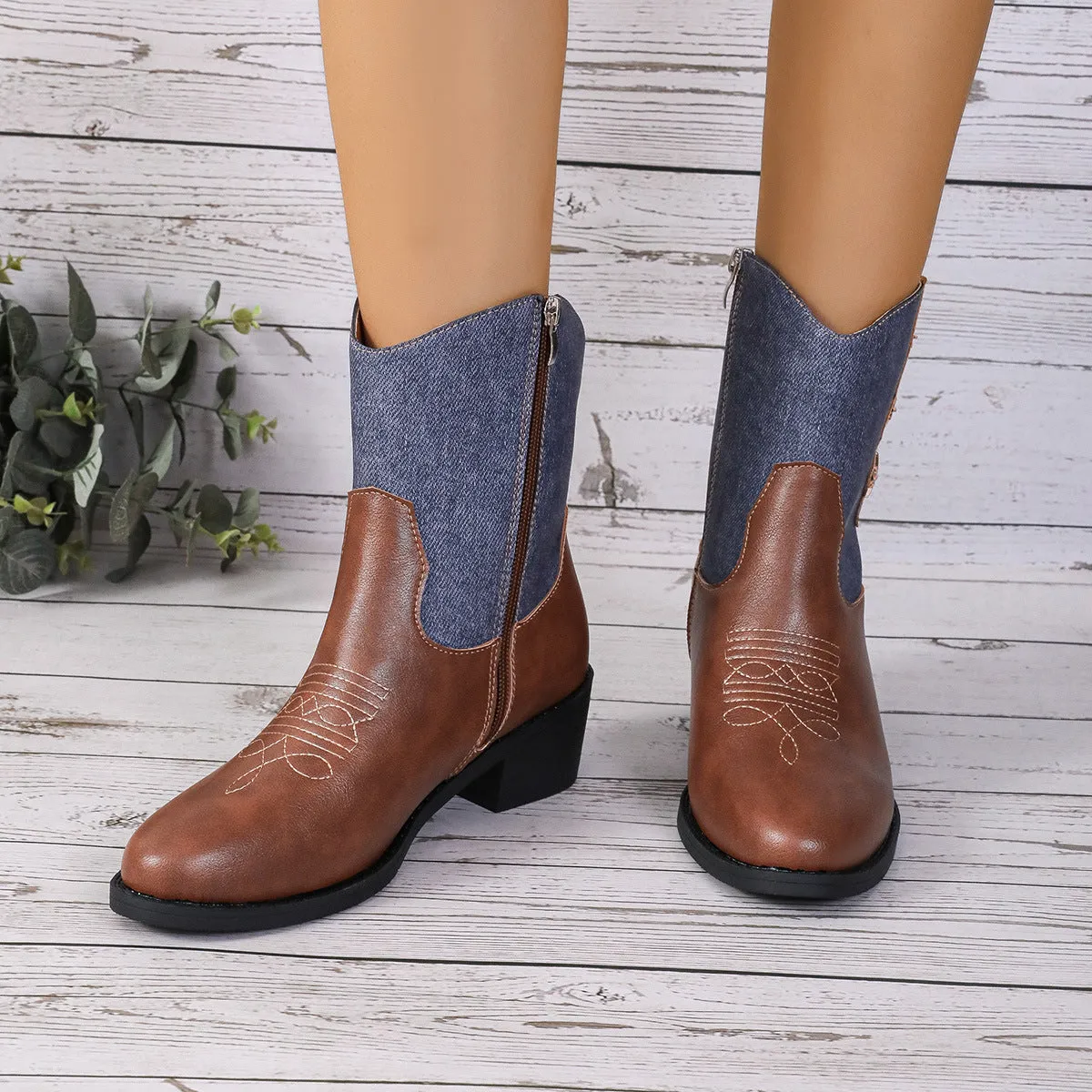 Muck Ankle Boots Step into Western Vibes with New Denim Patchwork Cowboy Boots for Women