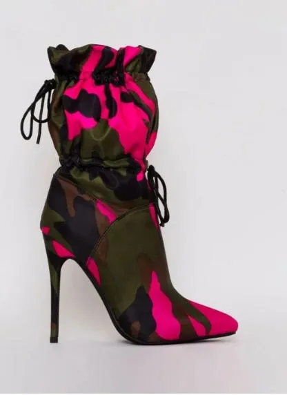 Colored Camoflauge Stiletto Heel Drawstring Women's Ankle Boots Adidas Basketball Shoes Pro Model