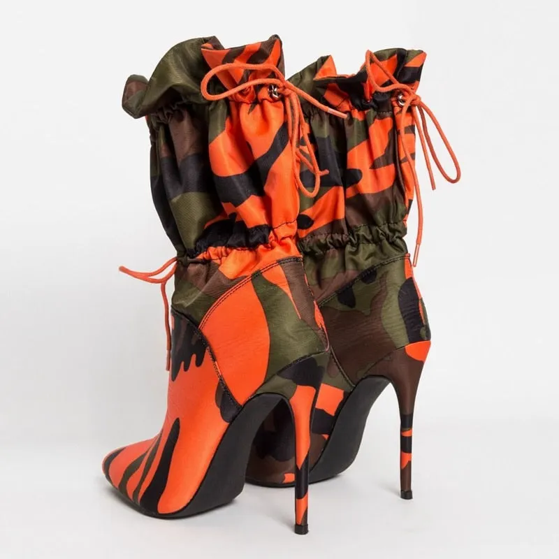 Adidas Shoes Accessories Colored Camoflauge Stiletto Heel Drawstring Women's Ankle Boots
