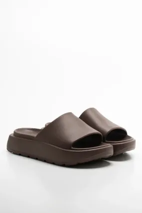 Big Buckle Sandals Platform Slide Brown