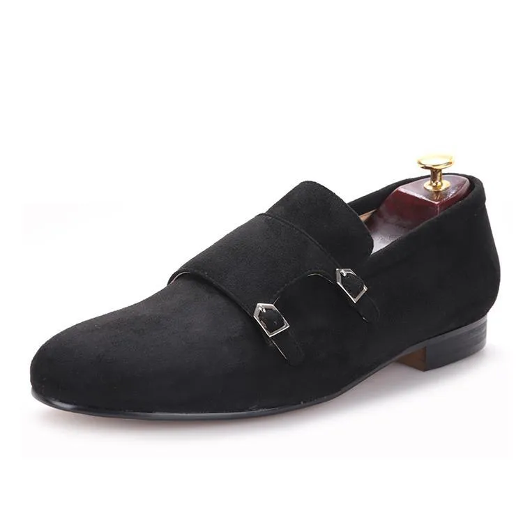 OneDrop Handmade Men Velvet Dress Shoes Hasp Party Wedding Banquet Prom Loafers Wedge Loafers Size 6.5 Under $80